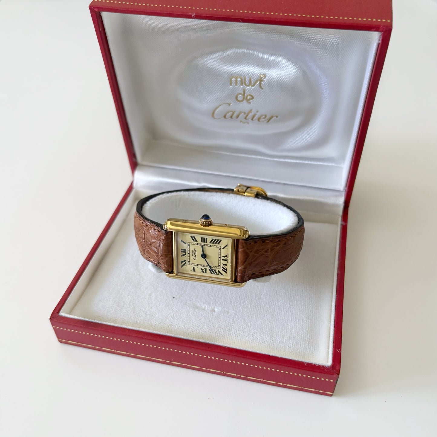 Cartier 1990s Must de Tank Ivory Dial Watch SM