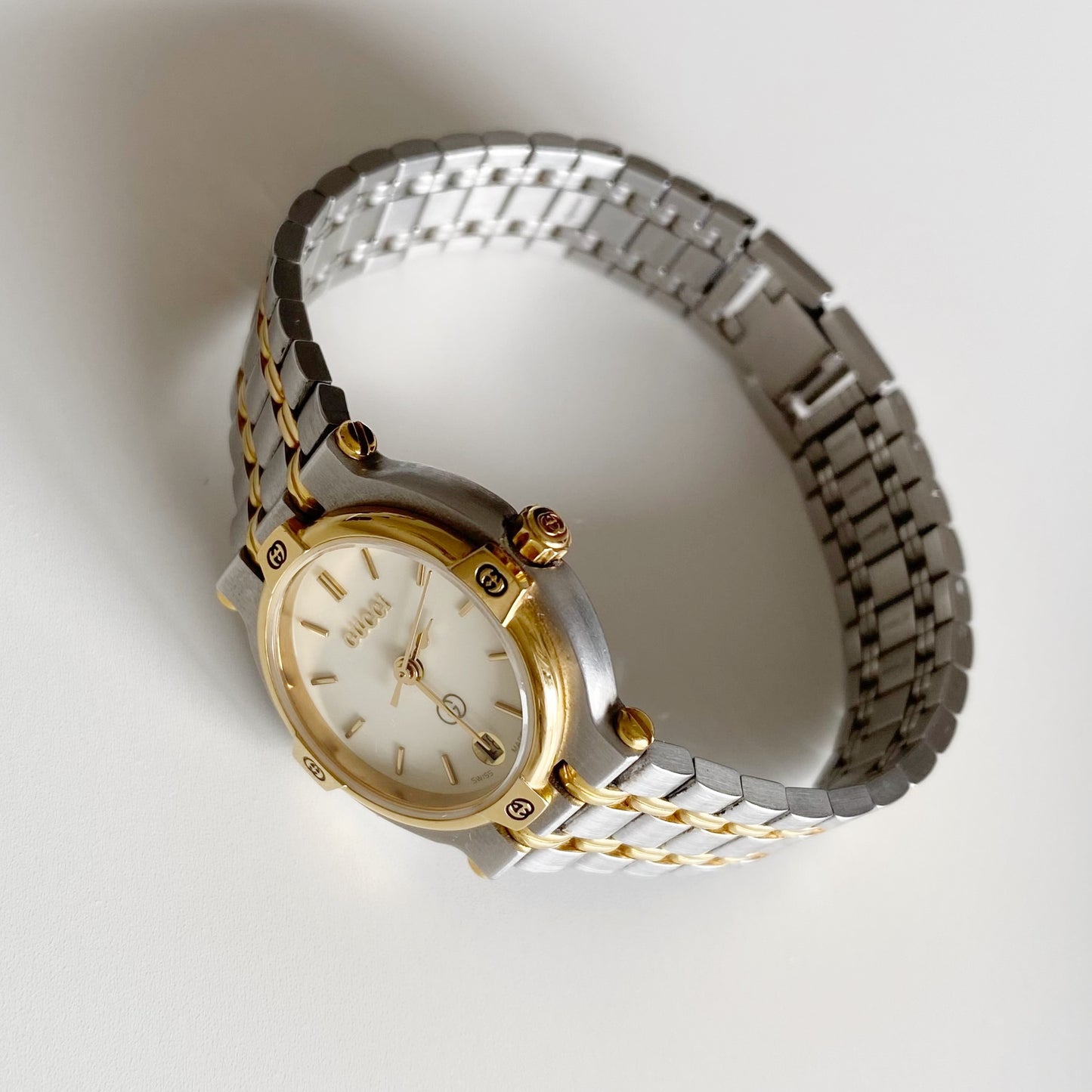 Gucci 1990s Gold Plated Two Tone Watch