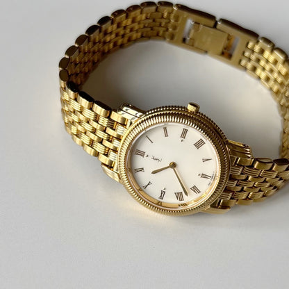 Yves Saint Laurent 1990s Round Dial Gold Plated Watch