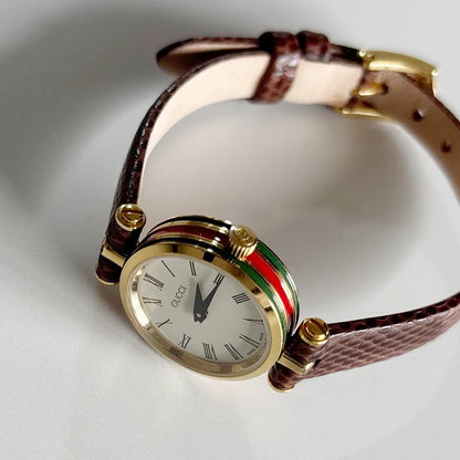 Gucci 1990s Round Dial Gold Plated Watch