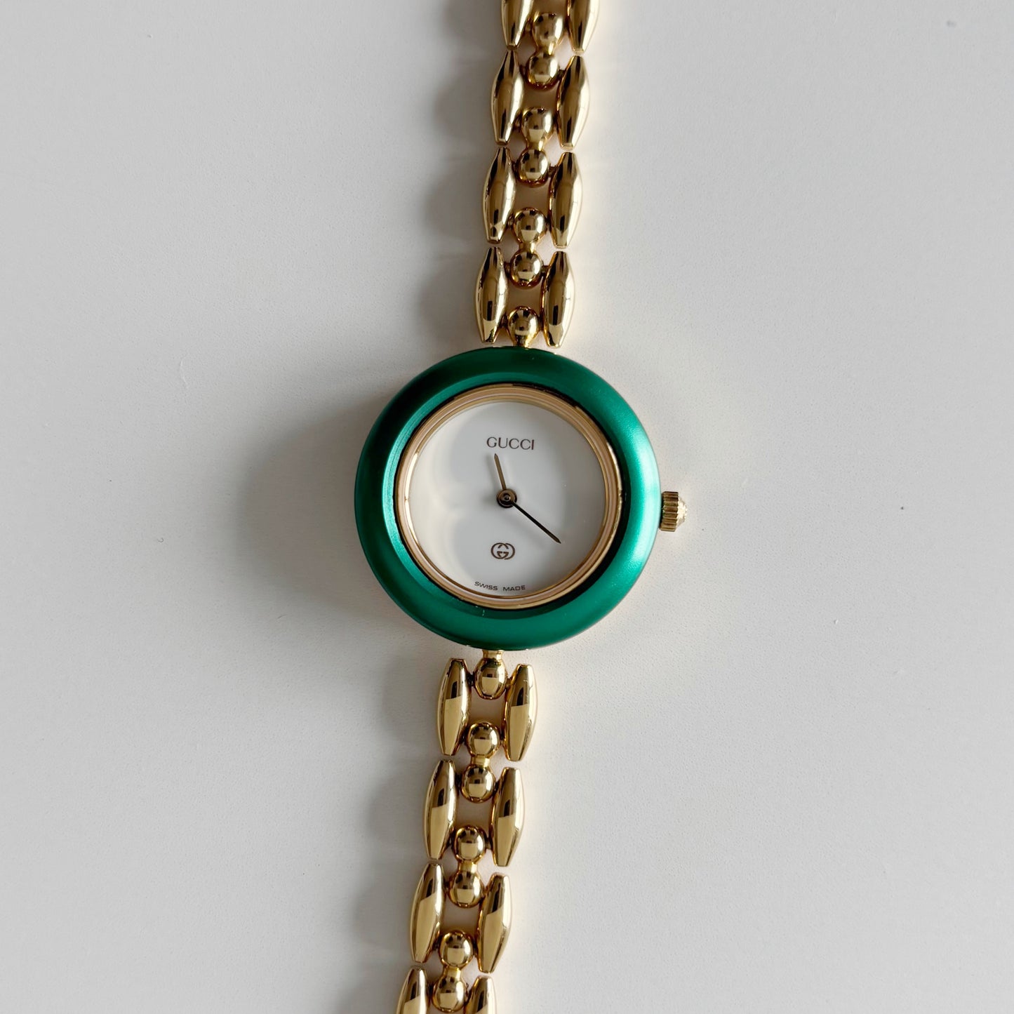 Gucci 1990s Interchangeable Bezel Gold Plated Watch with 6 bezels, case (167mm)