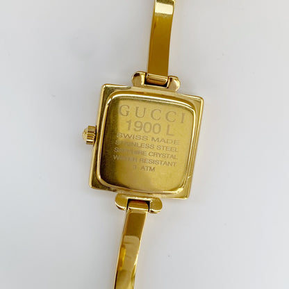 Gucci 1990s Square Gold Plated Bangle Watch