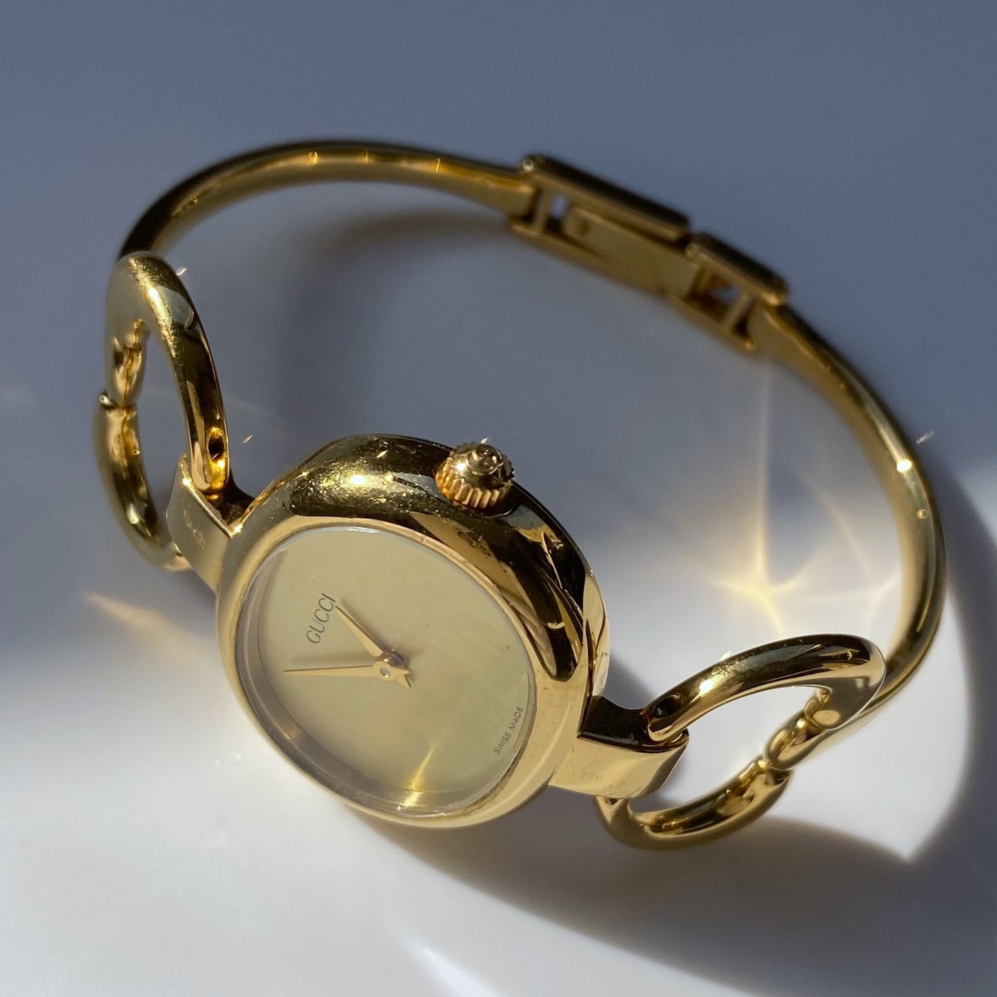 Gucci 1990s Gold Plated Bangle Watch (Small)