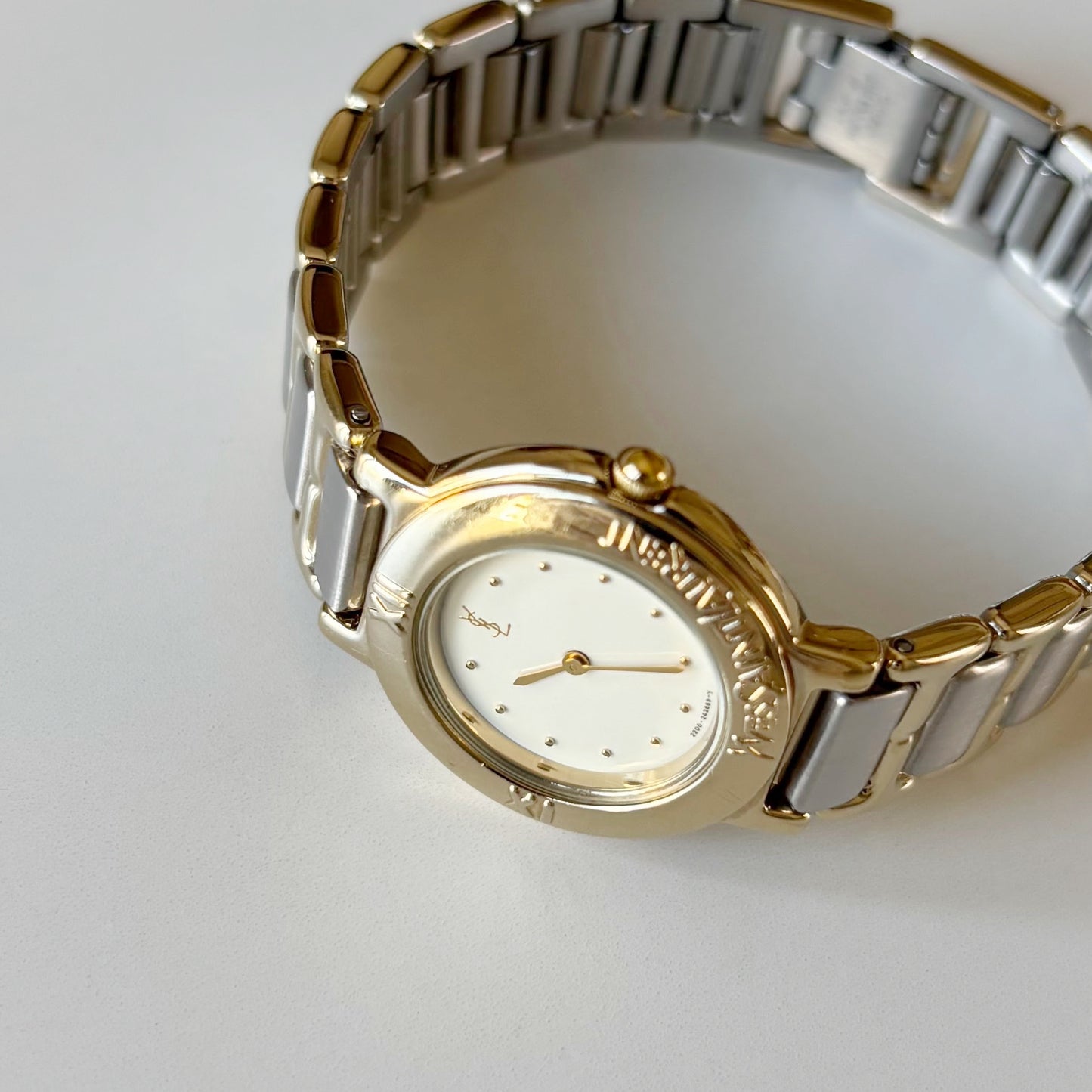Yves Saint Laurent 1990s Round Dial Two Tone Watch