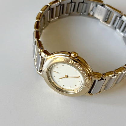 Yves Saint Laurent 1990s Round Dial Two Tone Watch