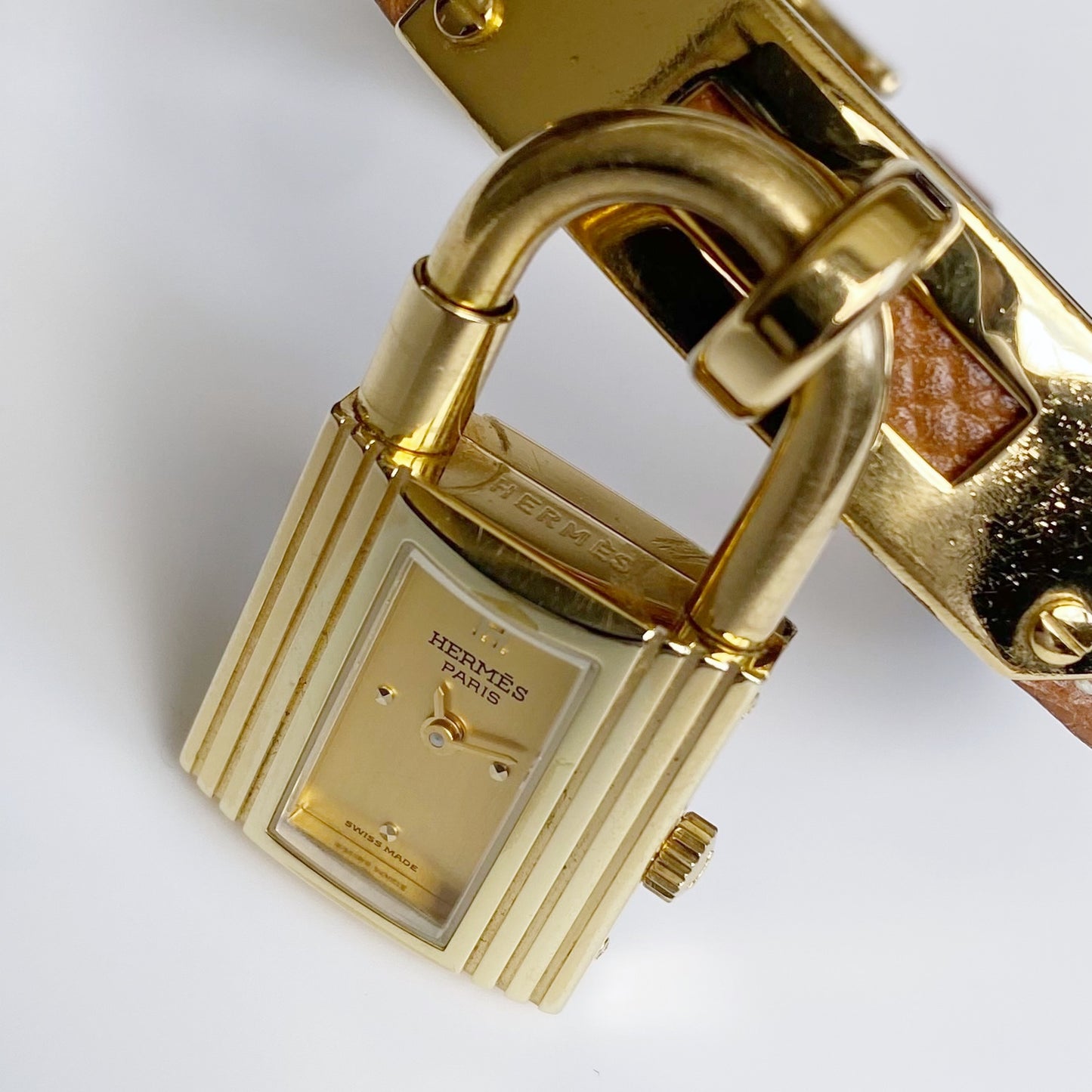 Hermés 1990s Kelly Gold Plated Leather Watch