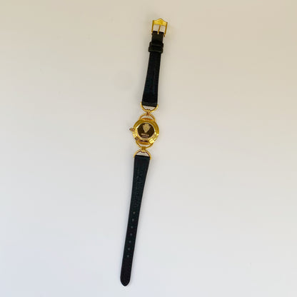 Gucci 1990s Black Dial Gold Plated Watch