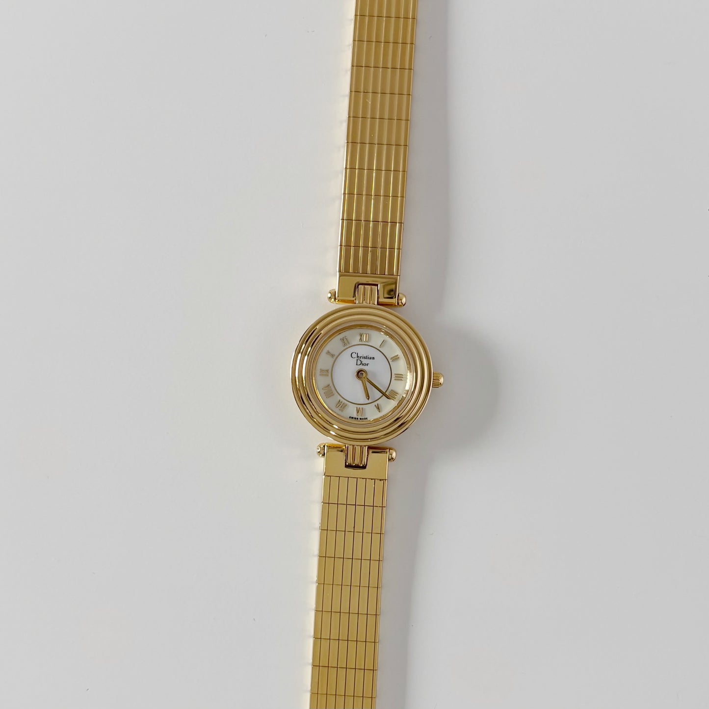 Dior 1990s Round Dial Gold Plated Watch
