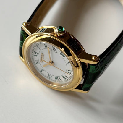 Gucci 1990s Date Round Dial Gold Plated Watch