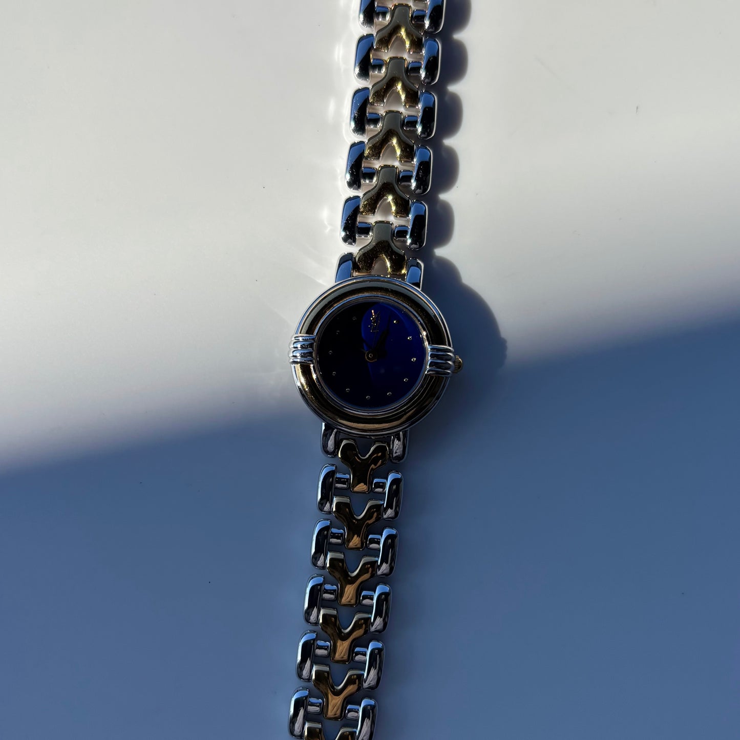 Yves Saint Laurent 1990s Round Dial Two Tone Watch