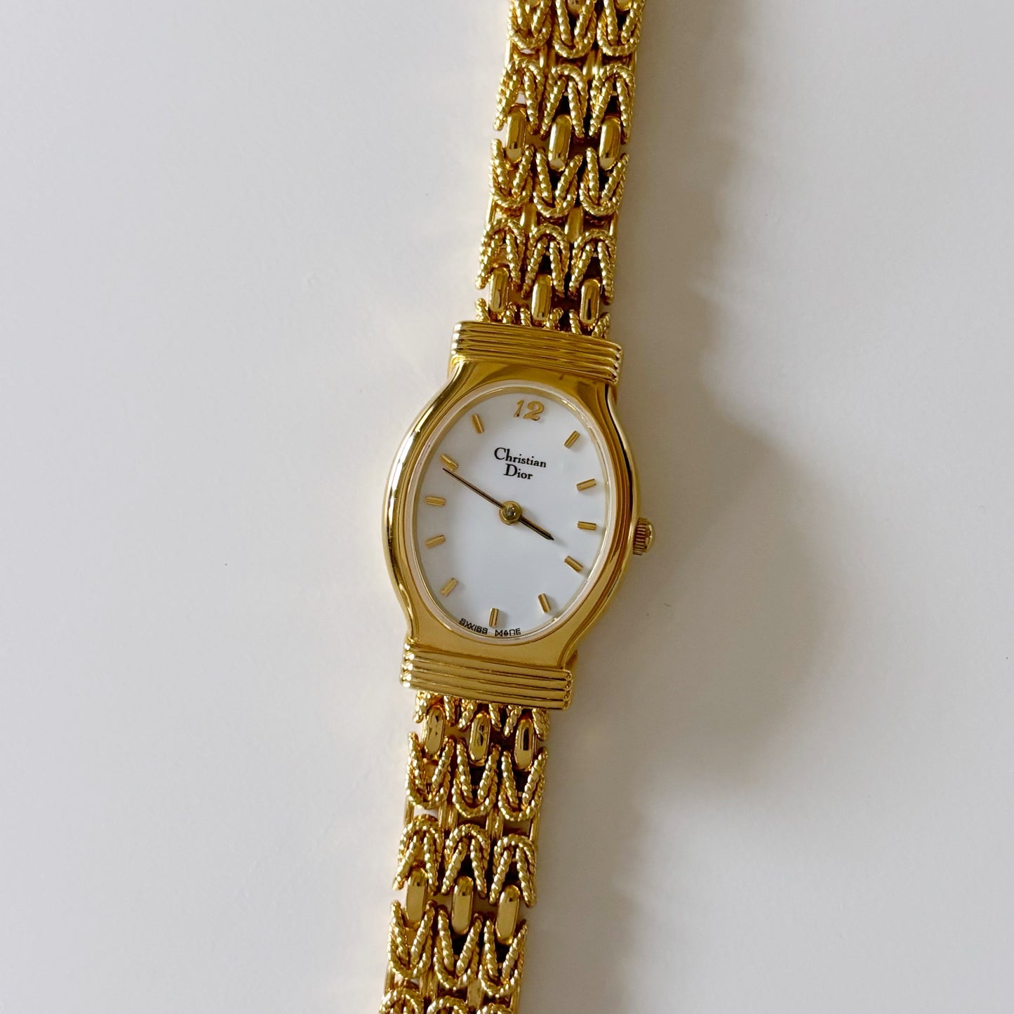 Dior 1990s Gold Plated Oval Watch