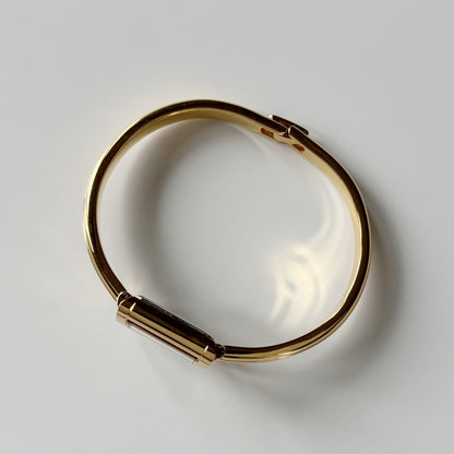 Yves Saint Laurent 1990s Seashell Dial Gold Plated Bangle Watch