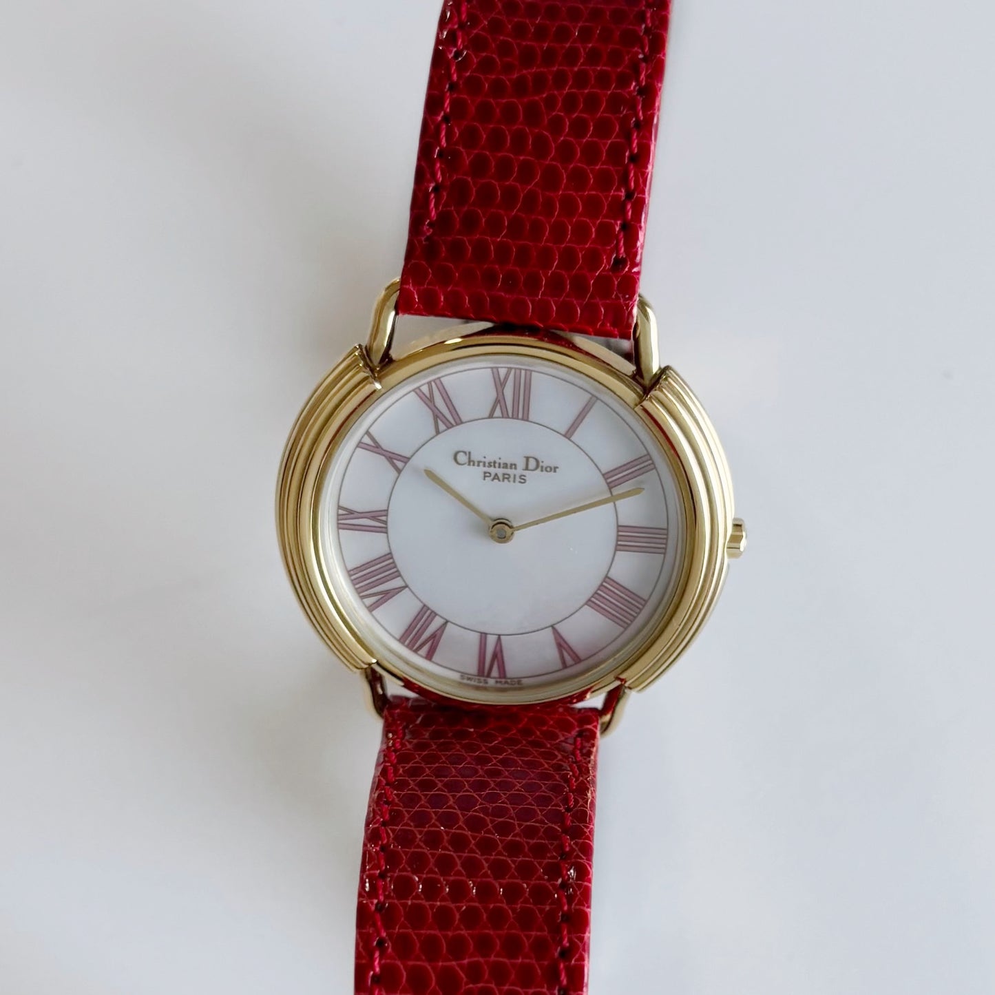 Dior 1990s Seashell Dial Round Gold Plated Watch (Large)
