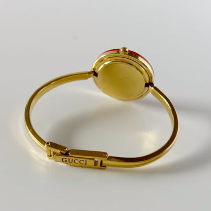 Gucci 1990s Interchangeable Bezel Gold Plated Bangle Watch with 12 bezels, case (Small)