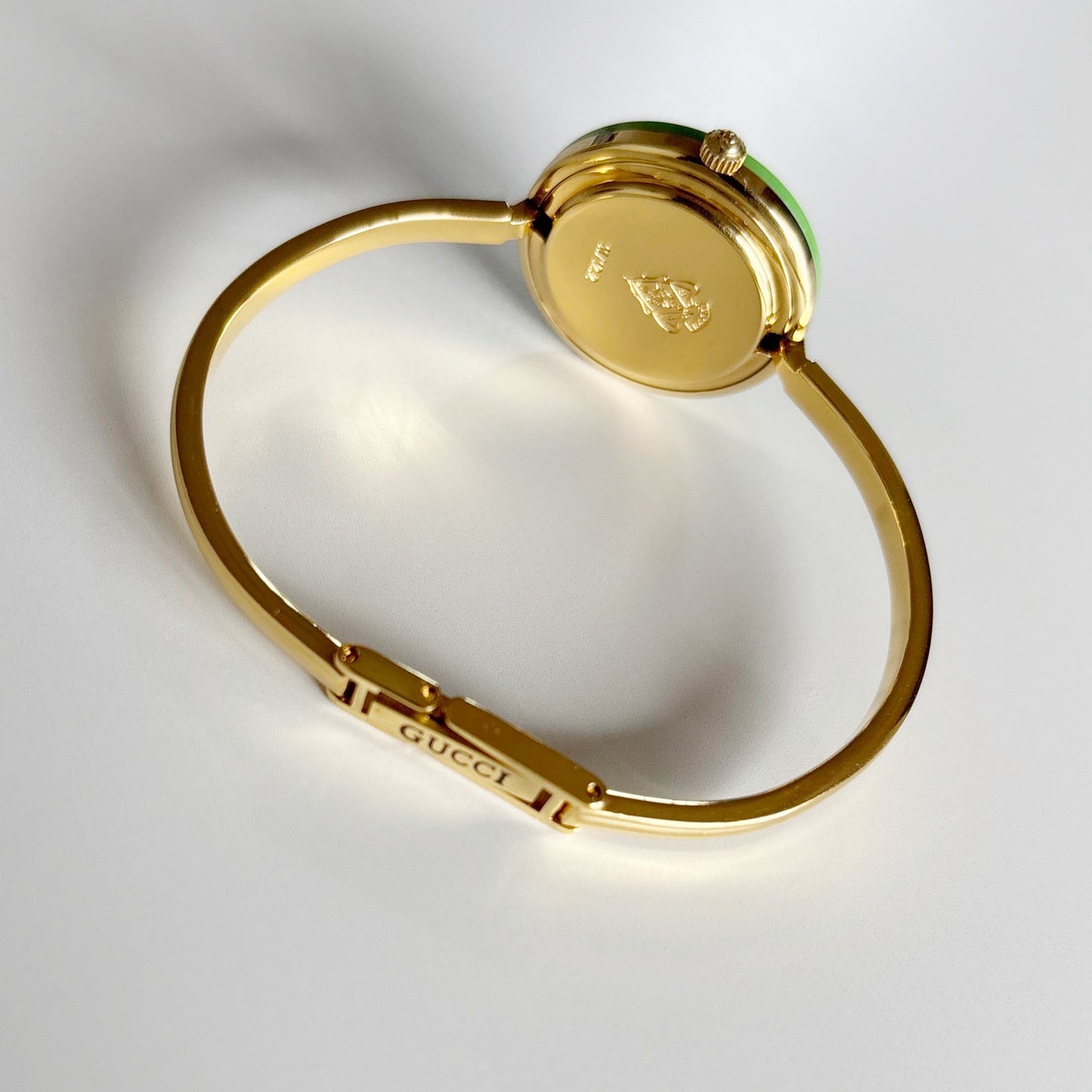 Gucci 1990sInterchangeable Bezel Gold Plated Bangle Watch with 12 bezels, case