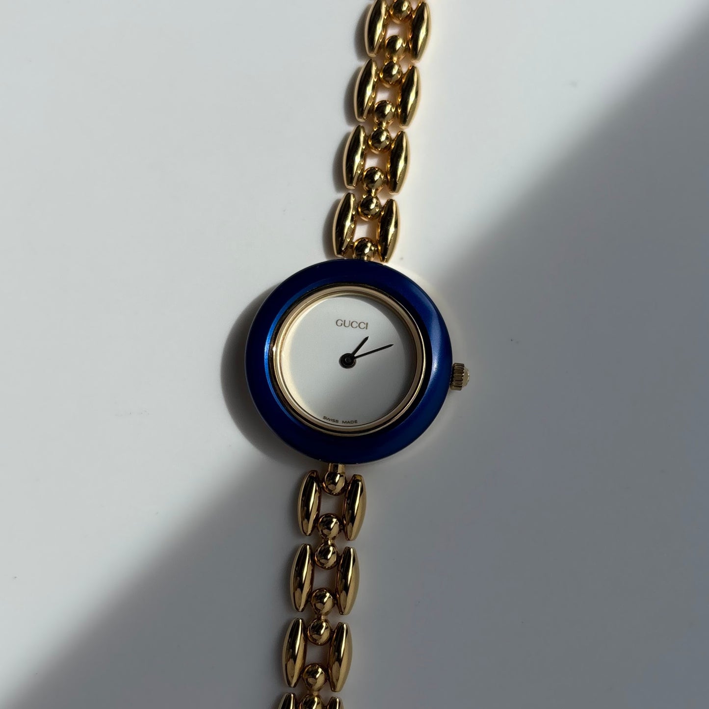 Gucci 1990s Interchangeable Bezel Gold Plated Watch with 6 bezels, case (162mm)