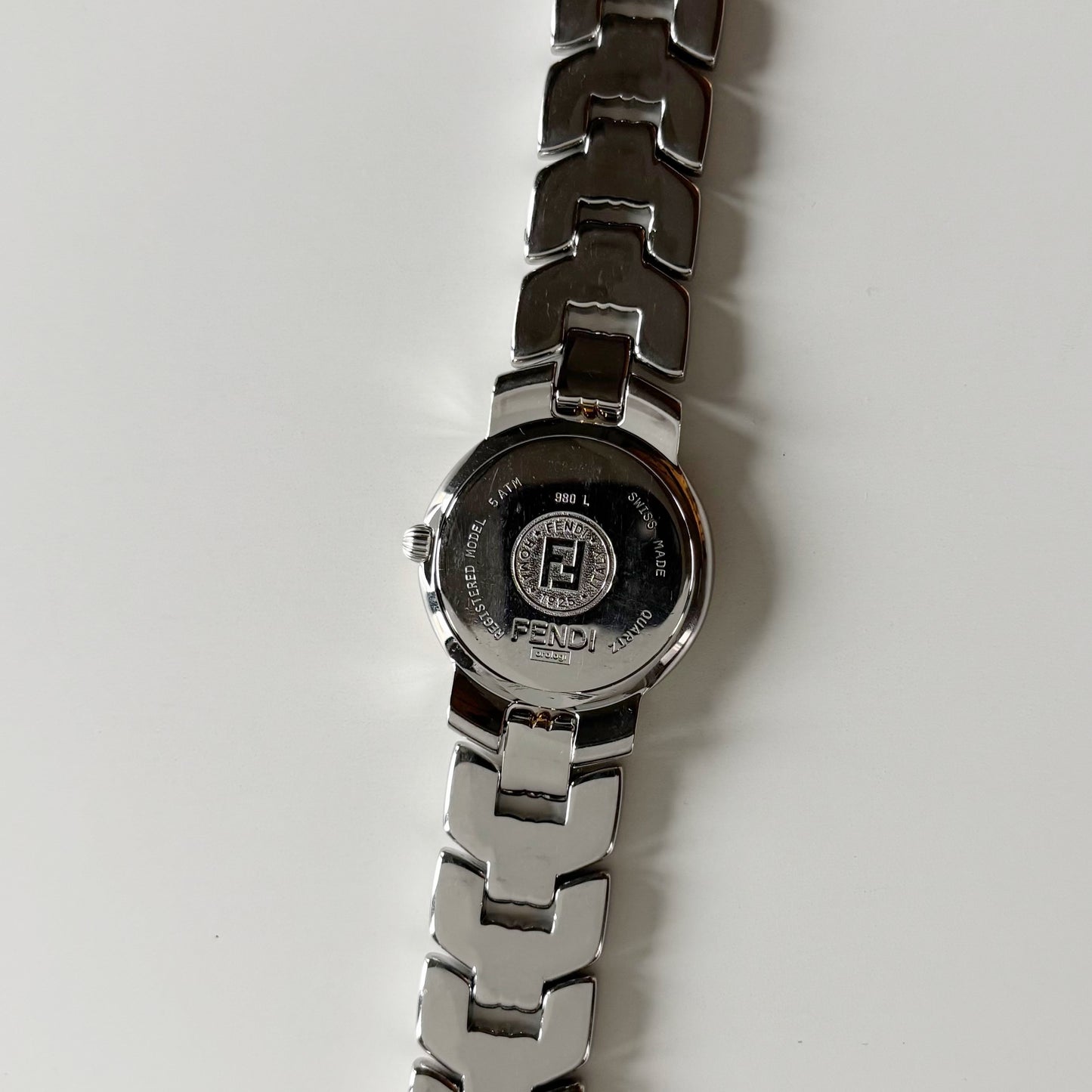Fendi 1990s Seashell Dial Date Two Tone Watch