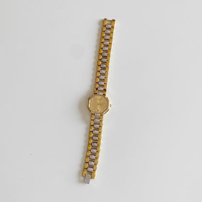 Dior 1990s Octagon Two Tone Gold Plated Watch