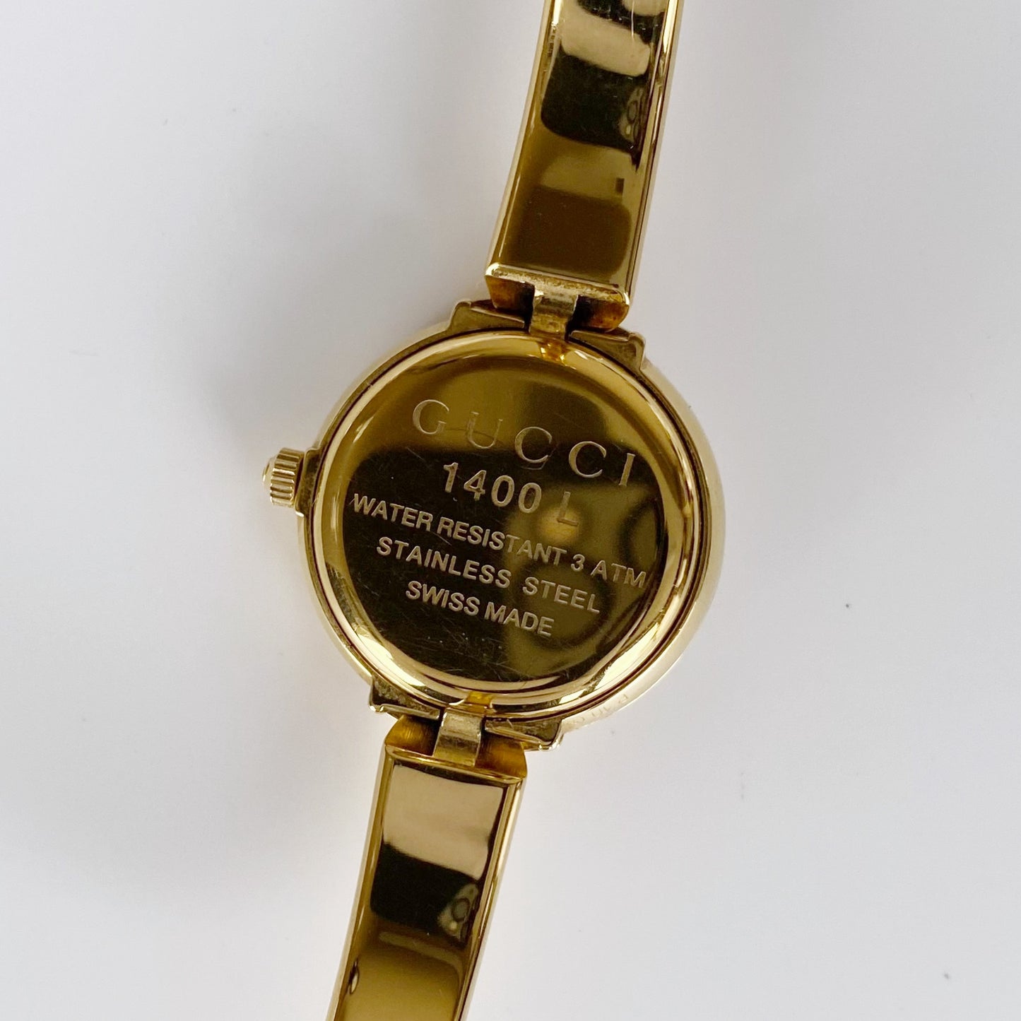 Gucci 1990s Gold Plated Round Bangle Watch