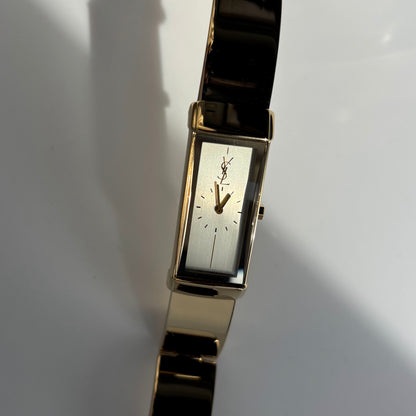 Yves Saint Laurent 1990s Rectangular Dial Gold Plated Watch