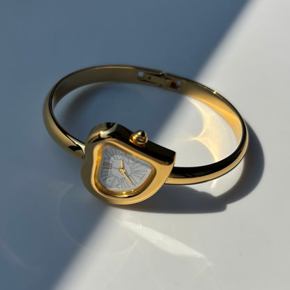 Yves Saint Laurent 1990s Heart Shaped Dial Gold Plated Watch