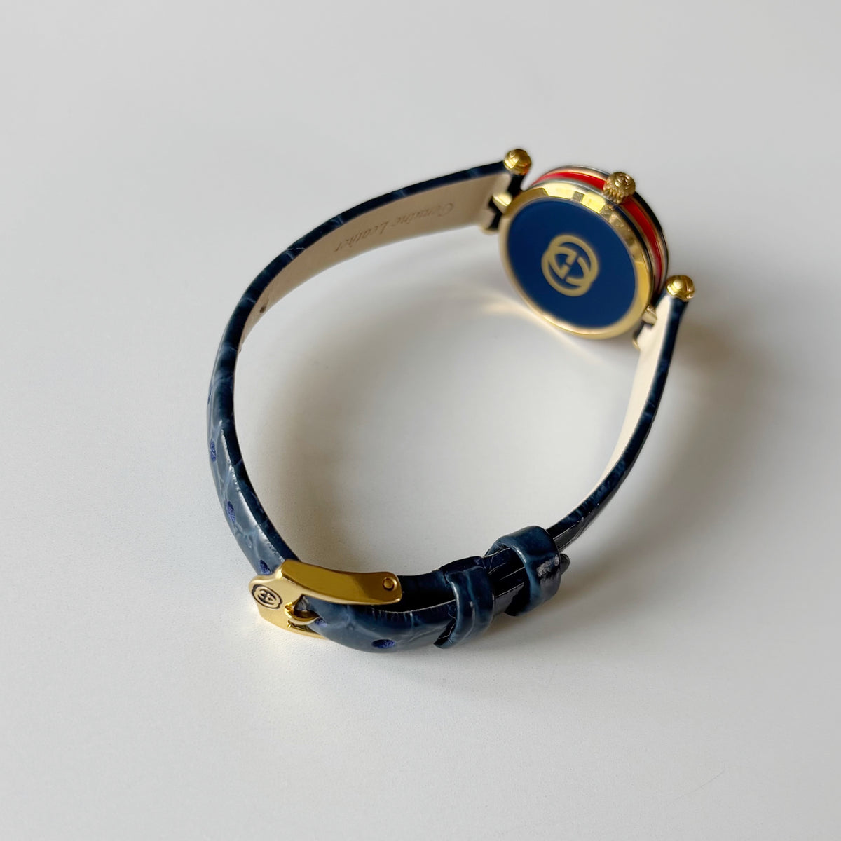 Gucci 1990s Sherry Round Dial Blue Watch