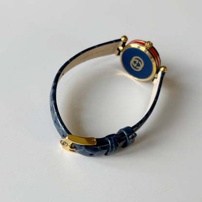 Gucci 1990s Sherry Round Dial Blue Watch