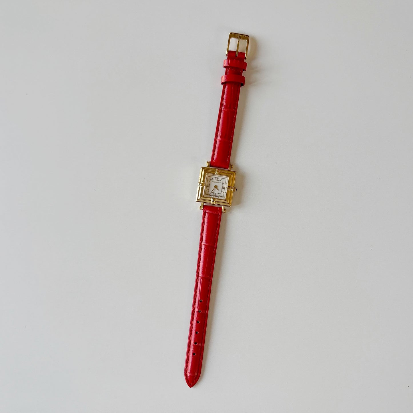 Yves Saint Laurent 1990s Square Dial Gold Plated Watch