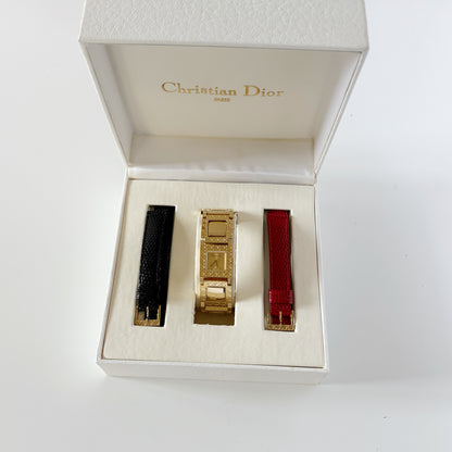 Dior 1990s La Parisienne Interchangeable Strap Gold Plated Watch