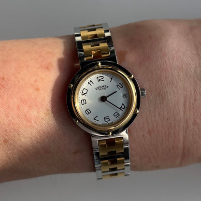 Hermes 1990s Clipper Date Two Tone Watch