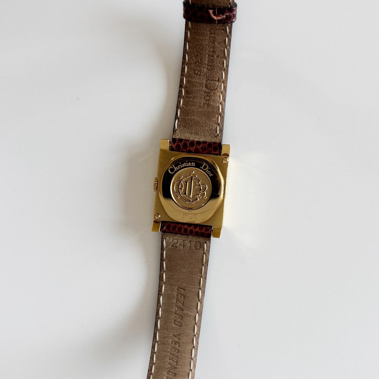 Dior 1990s La Parisienne Interchangeable Strap Gold Plated Watch with 3 straps, case