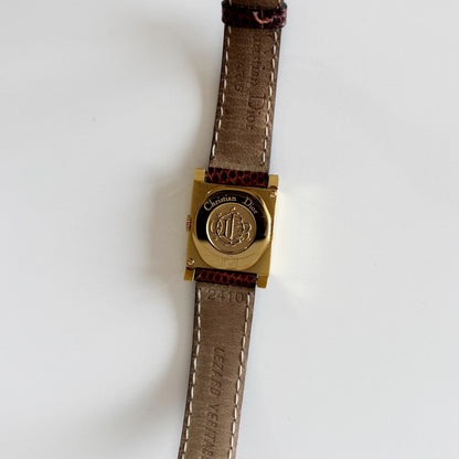 Dior 1990s La Parisienne Interchangeable Strap Gold Plated Watch with 3 straps, case