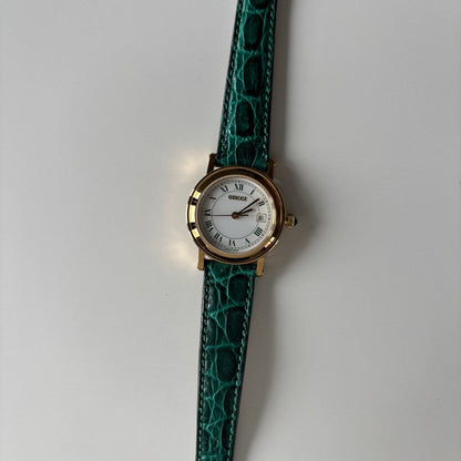 Gucci 1990s Date Round Dial Gold Plated Watch