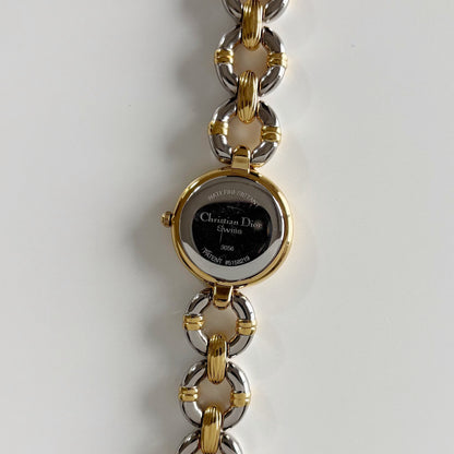 Dior 1990s Round Dial Two Tone Watch