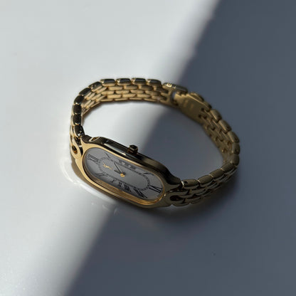 Yves Saint Laurent 1990s Oval Dial Gold Plated Watch