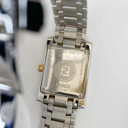 Fendi Early 2000s Seashell Dial Two Tone Rectangular Watch