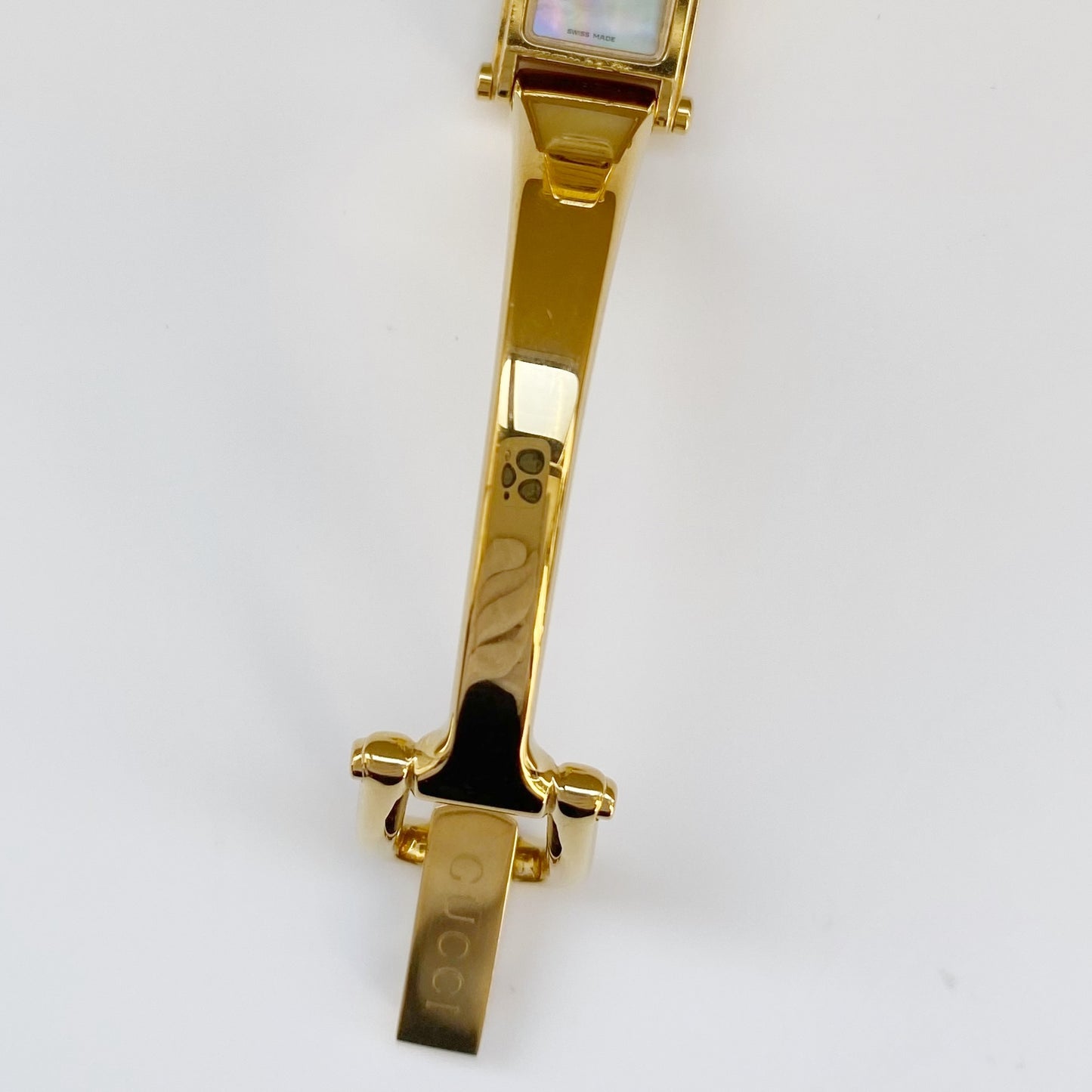 Gucci 1990s Seashell Dial Gold Plated Bangle Watch