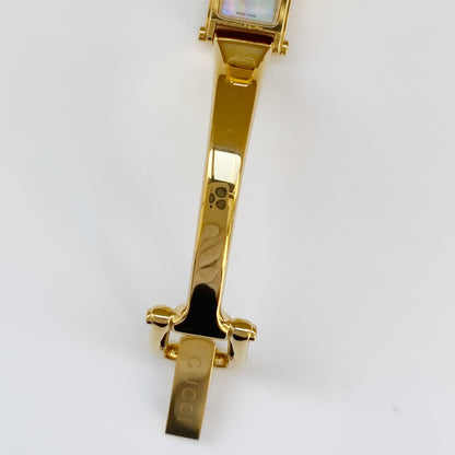 Gucci 1990s Seashell Dial Gold Plated Bangle Watch