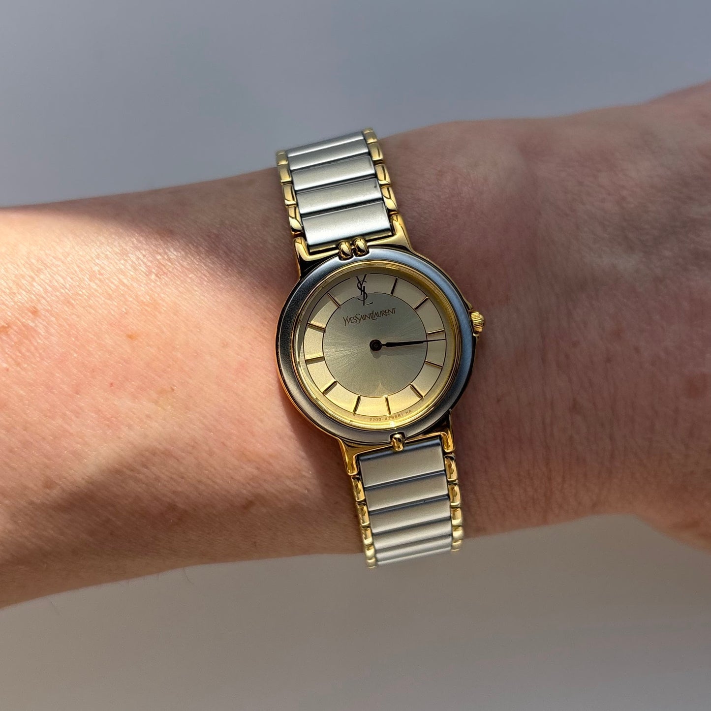 Yves Saint Laurent 1990s Round Dial Two Tone Watch