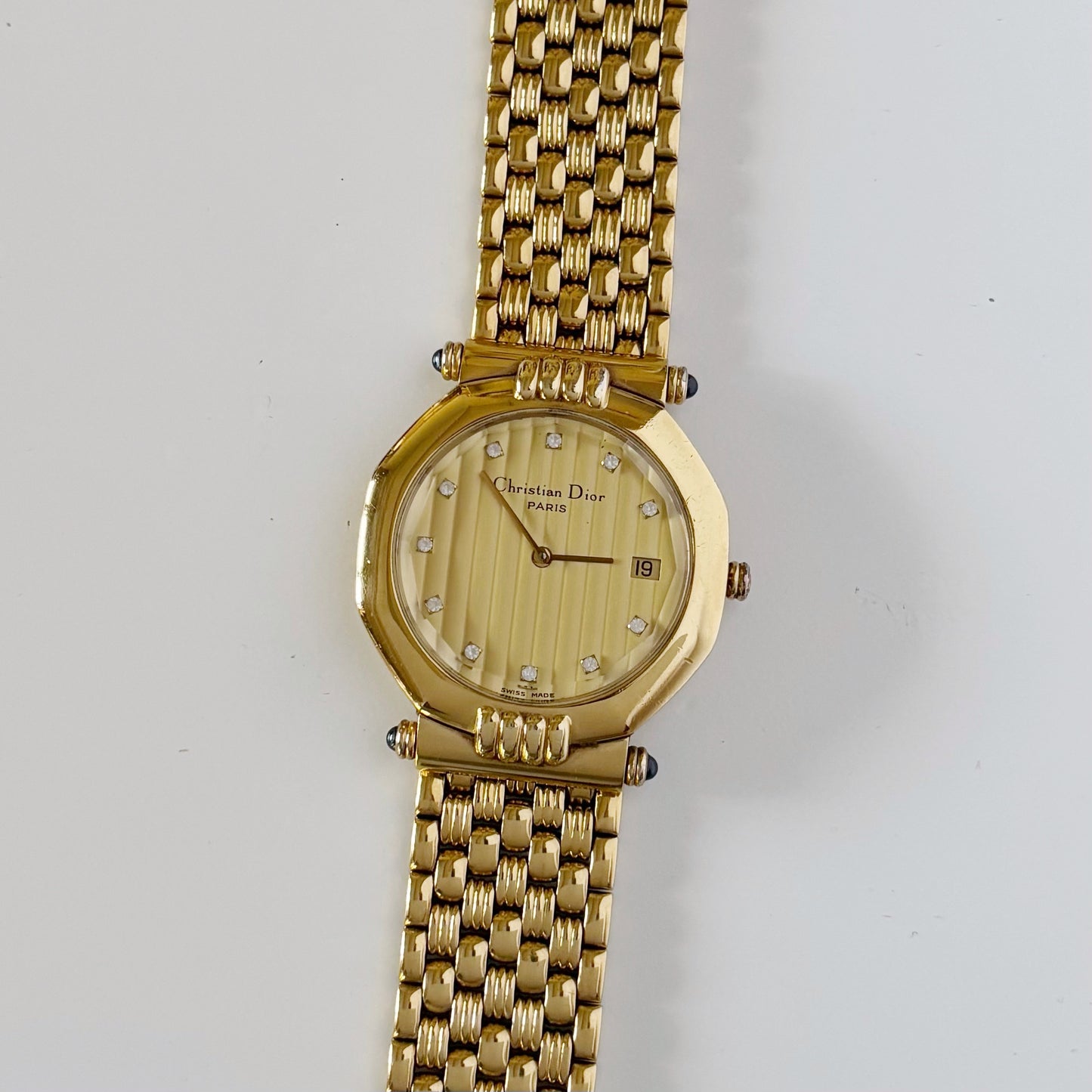 Dior 1990s Octagon Gold Plated Watch