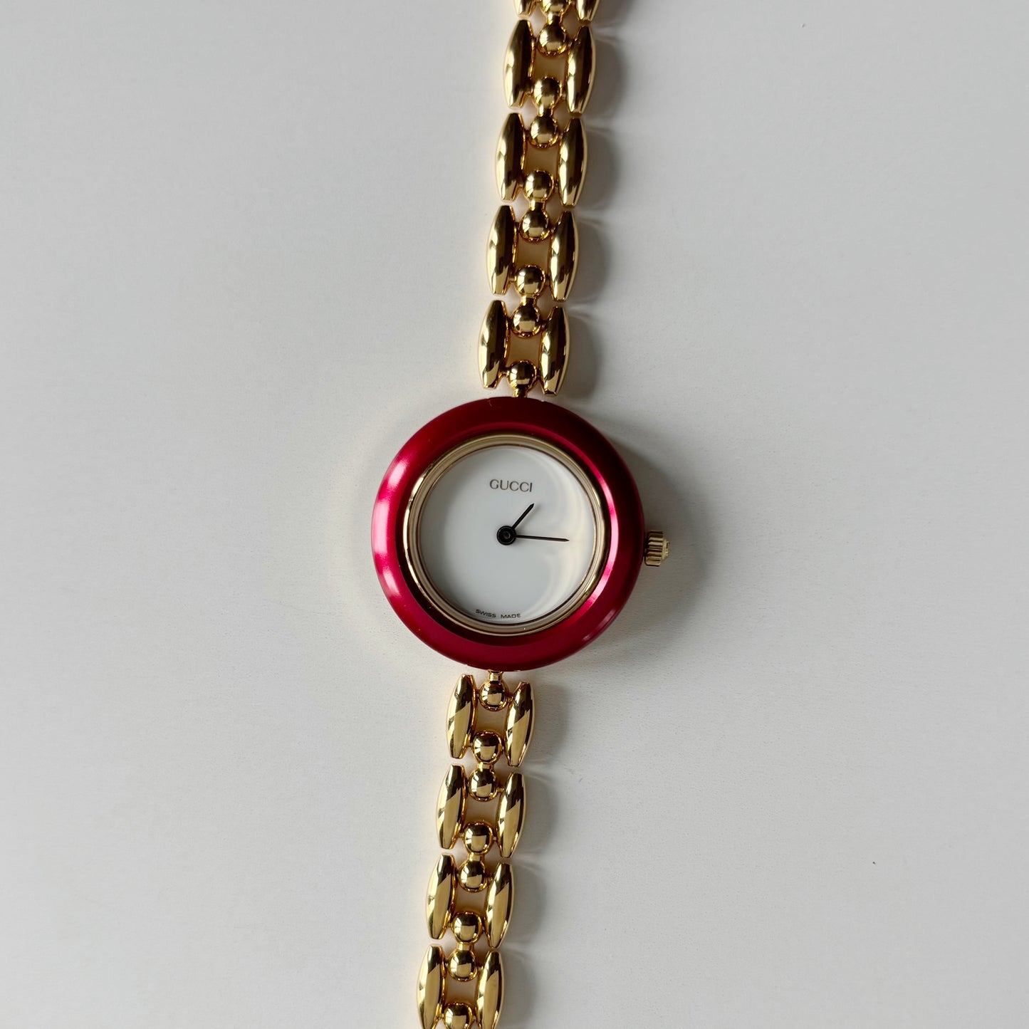 Gucci 1990s Interchangeable Bezel Gold Plated Rice Chain Watch with 6 bezels, case (160mm)