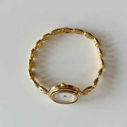 Gucci 1990s Interchangeable Bezel Gold Plated Rice Chain Watch with case, 6 bezels (165mm)