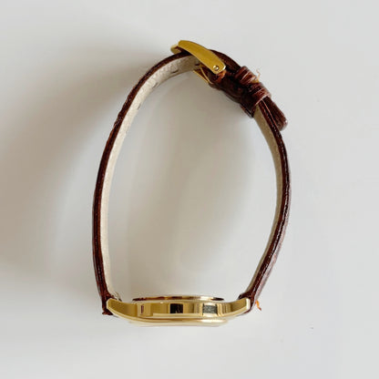 Gucci 1990s Date Round Dial Gold Plated Watch