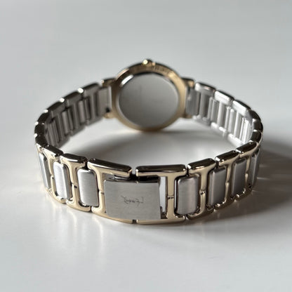 Yves Saint Laurent 1990s Cream Round Dial Two-Tone Gold-Plated Watch