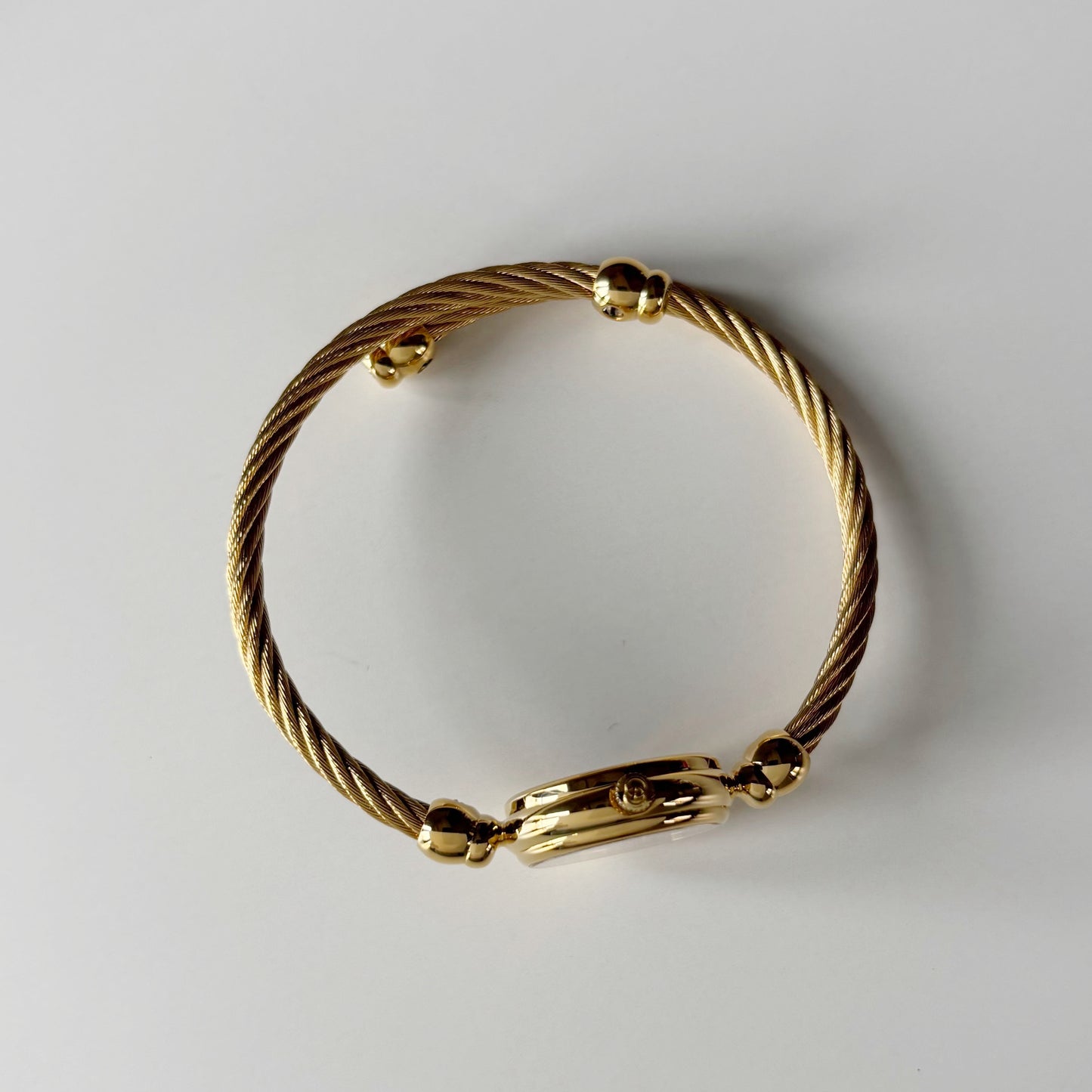 Gucci 1990s Black Dial Gold Plated Cable Bangle Watch