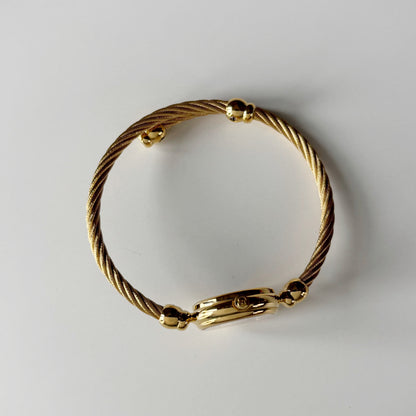Gucci 1990s Black Dial Gold Plated Cable Bangle Watch