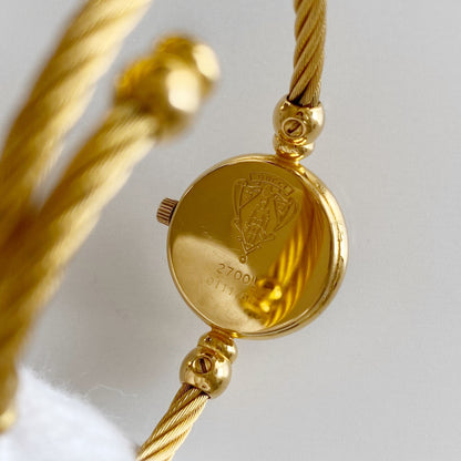 Gucci 1990s Blue Dial Gold Plated Cable Bangle Watch