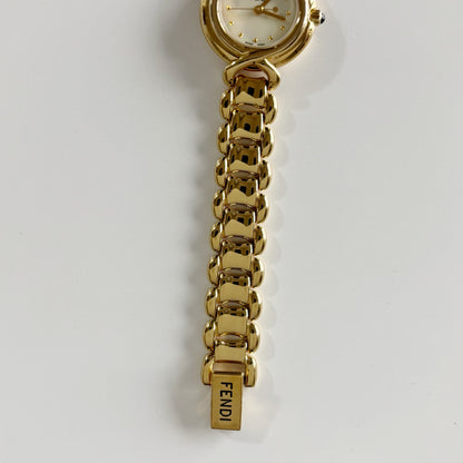 Fendi 1990s Seashell Dial Gold Plated Watch