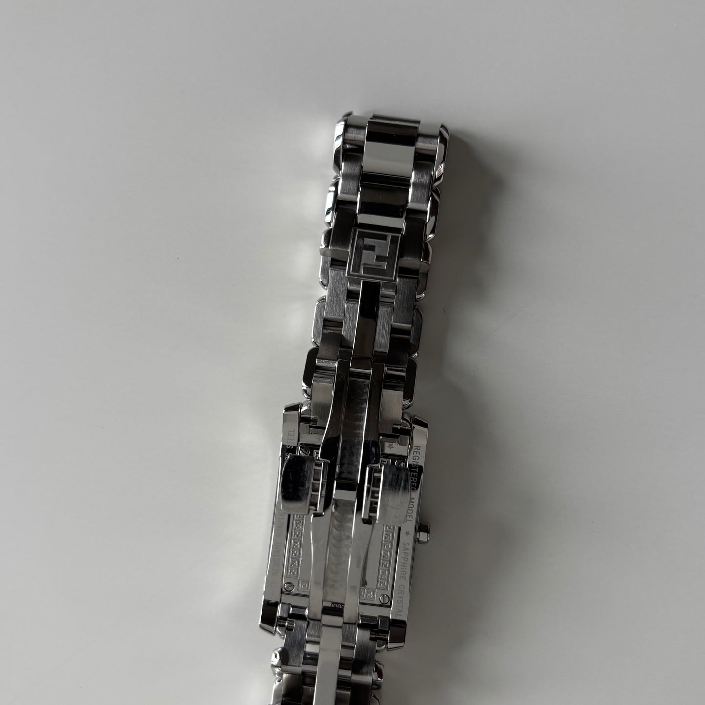 Fendi 1990s Seashell Dial Stainless steel Tank Watch