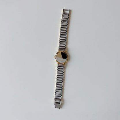 Yves Saint Laurent 1990s Round Dial Two Tone Gold Plated Watch